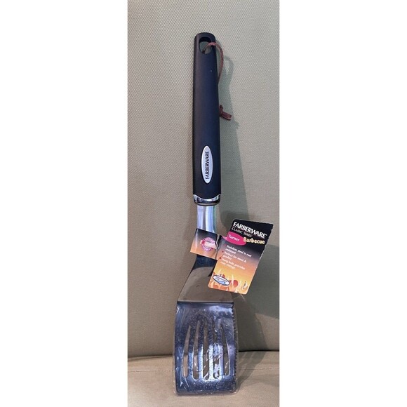 New Farberware BBQ Slotted Spatula Turner Classic Series Wooden Handle Stainless - Picture 1 of 4